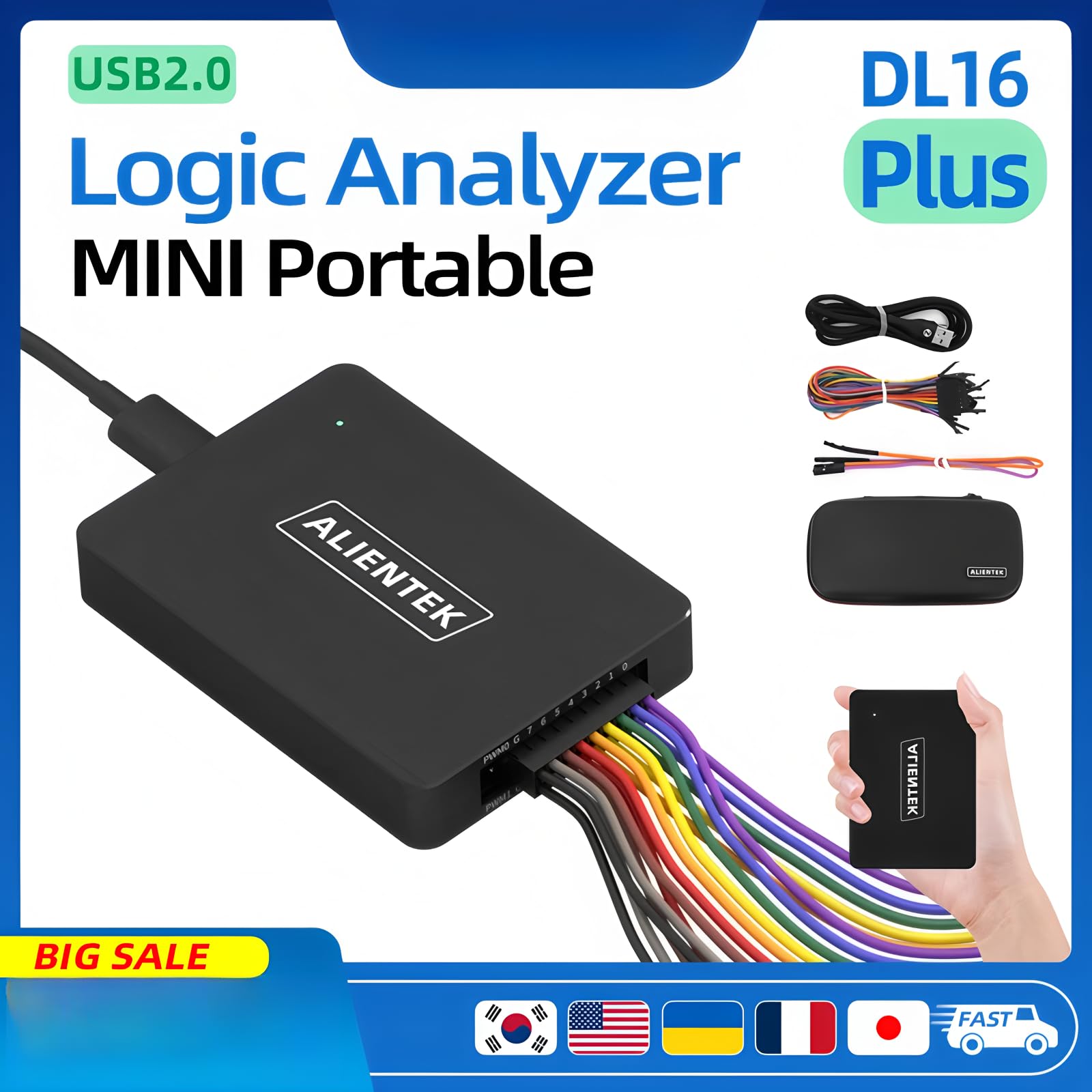 Logikanalysator DL16 250MHz Maximaler Abtastrate 16-Kanäle Logikanalysator Werkzeuge ARM FPGA Debug Protokolldecodierung Software (DP16)