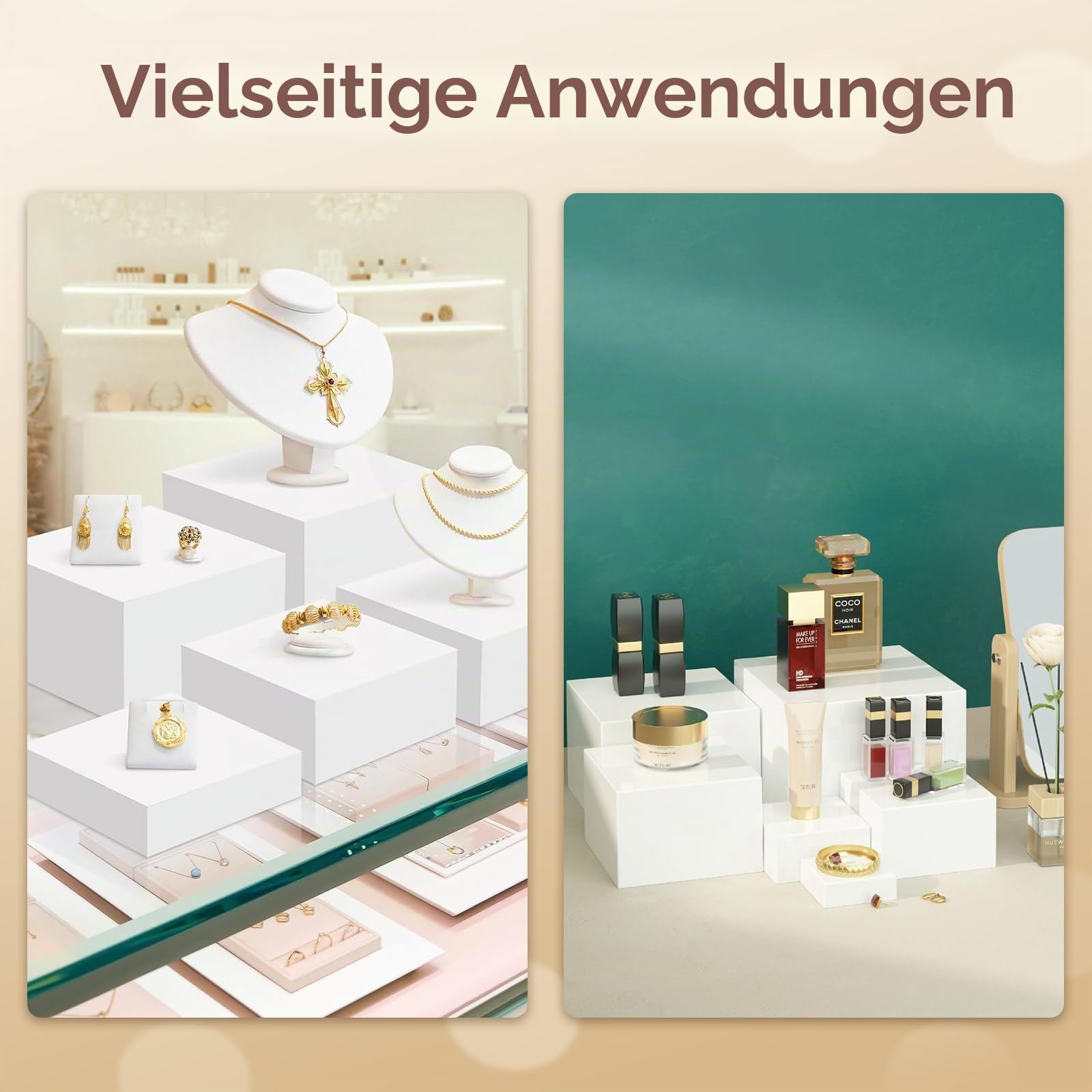 Buffet Riser Ständer, 6 Stück Weiße Display Acryl Riser Ständer mit Hohlen Böden 3" 4" 5" 6" 7" 8" Dessertständer & Food Display Ständer für Kuchen, Desserts, Schmuck, Hochzeit & Party Deko