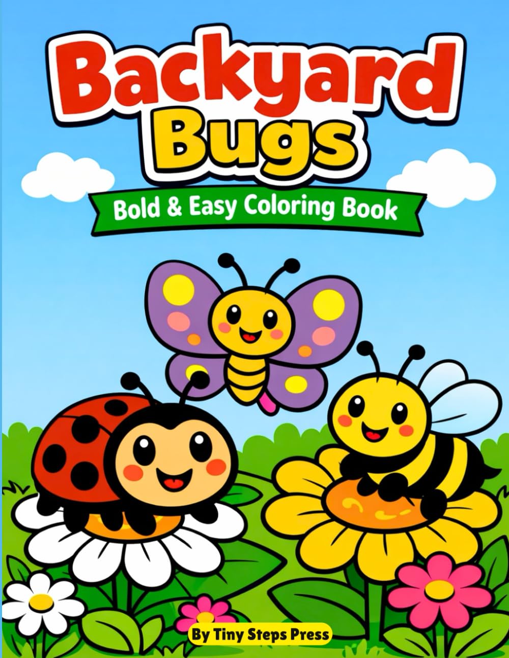 Backyard Bugs Bold & Easy Coloring Book: Cute Garden Insects Coloring Pages for Toddlers Ages 3–5 | Big Simple Bugs, Butterflies, Bees & Ladybugs with Thick Lines and Easy Designs for Preschool Kids