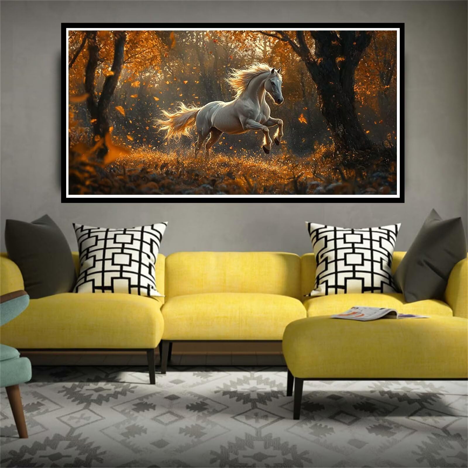 Malowanie według liczb, krajobraz, duży, malowanie według liczb, XXL, 160 x 80 cm, motyw zwierzęcy, malowanie po liczbach, zestaw "zrób to sam" z 3 pędzlami i farbami akrylowymi, kreatywny prezent dla