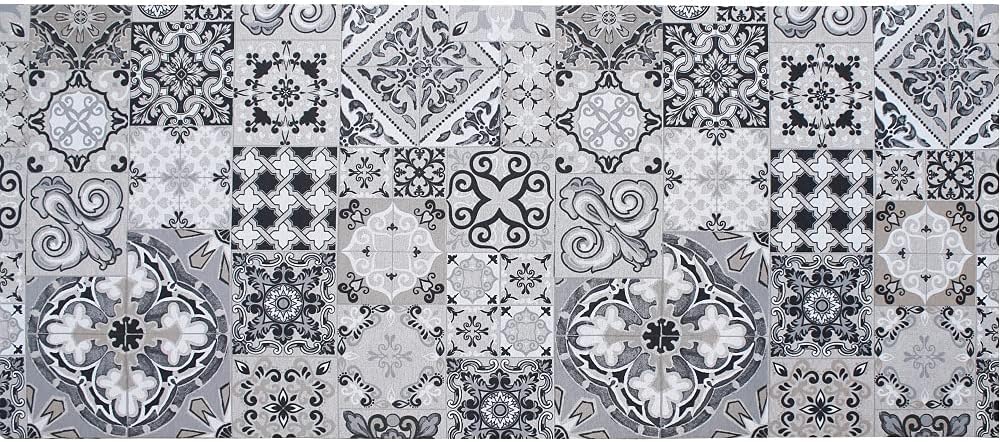 IlGruppone Tappeto Cucina Antiscivolo Made in Italy Passatoia Antimacchia Multiuso Corridoio Soggiorno Lavabile in Lavatrice - Mattonelle Grigio - 50x450 cm