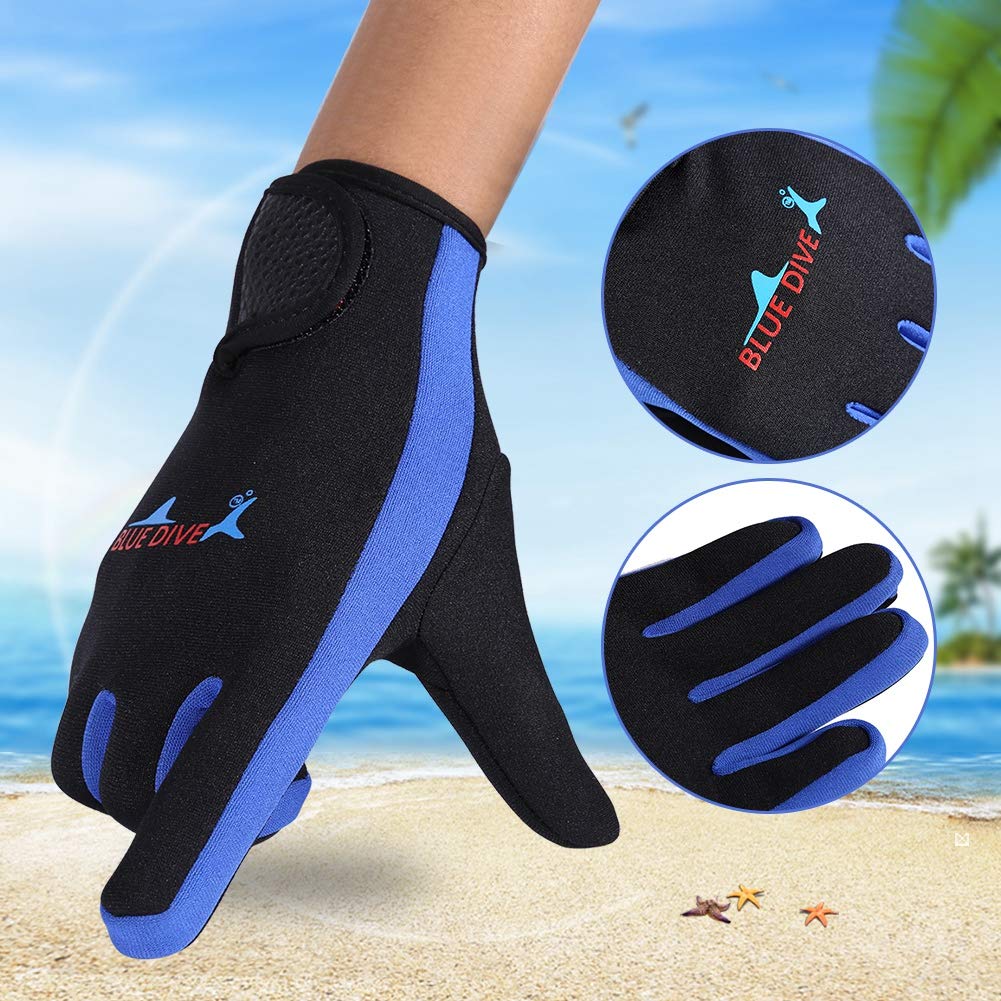 1 Pair da Sub Scuba Diving,Neoprene Snorkeling Kayak da Surf da Sport Acquatici 1,5 mm per Nuoto Kayak (L-Nero con Blu)