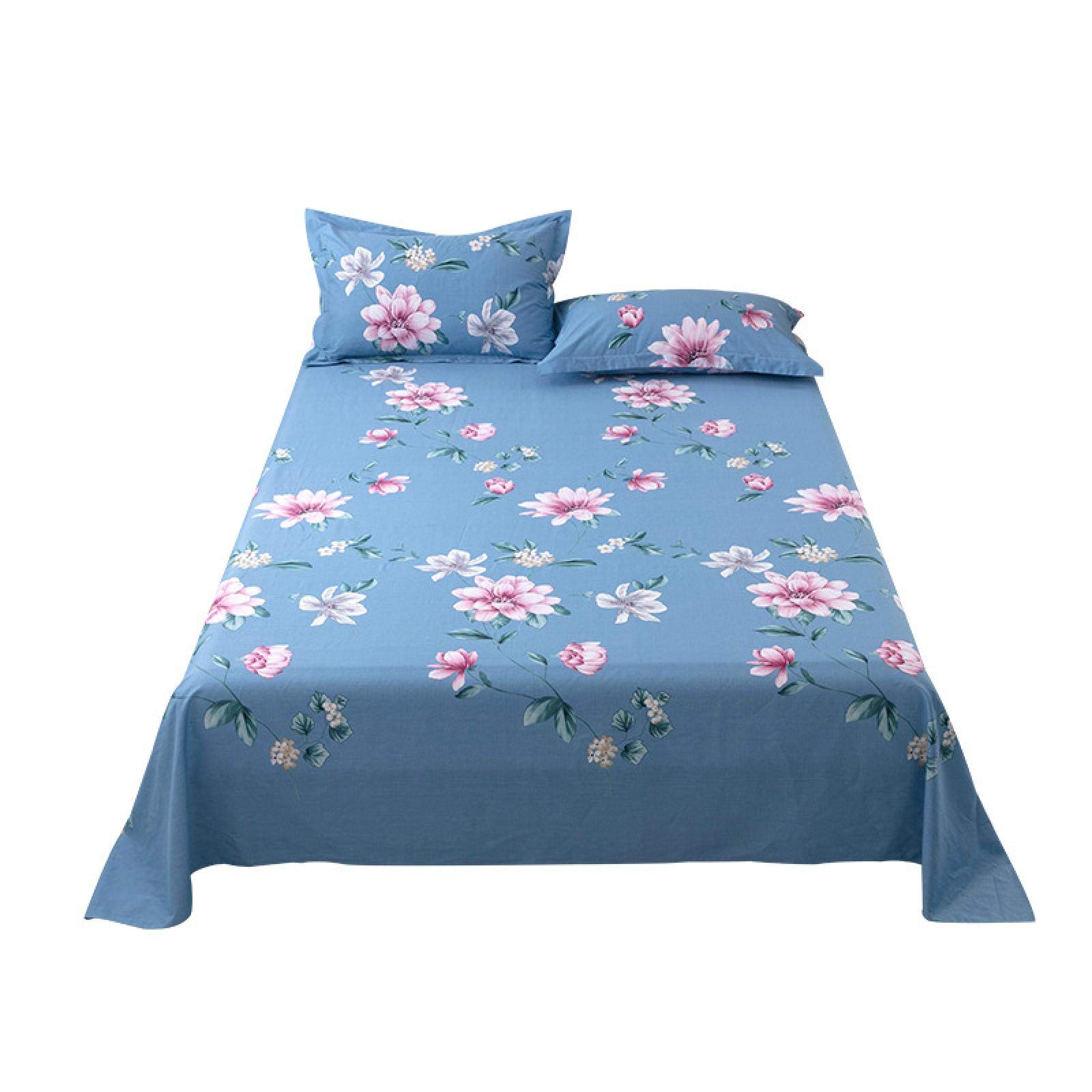 Parure de lit trois pièces en coton avec deux taies d'oreiller en lin pour lit double
