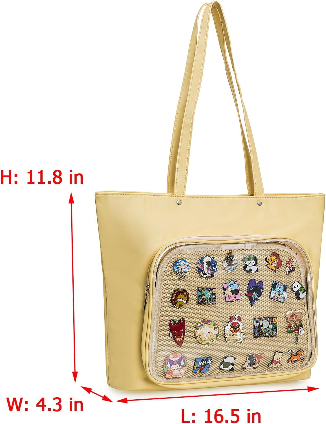 Womens Girls Tote Ita Bag Bowknot Wrinkled Edge Shoulder Bag Kawaii Purses and Handbags with Pin Display - Image 2
