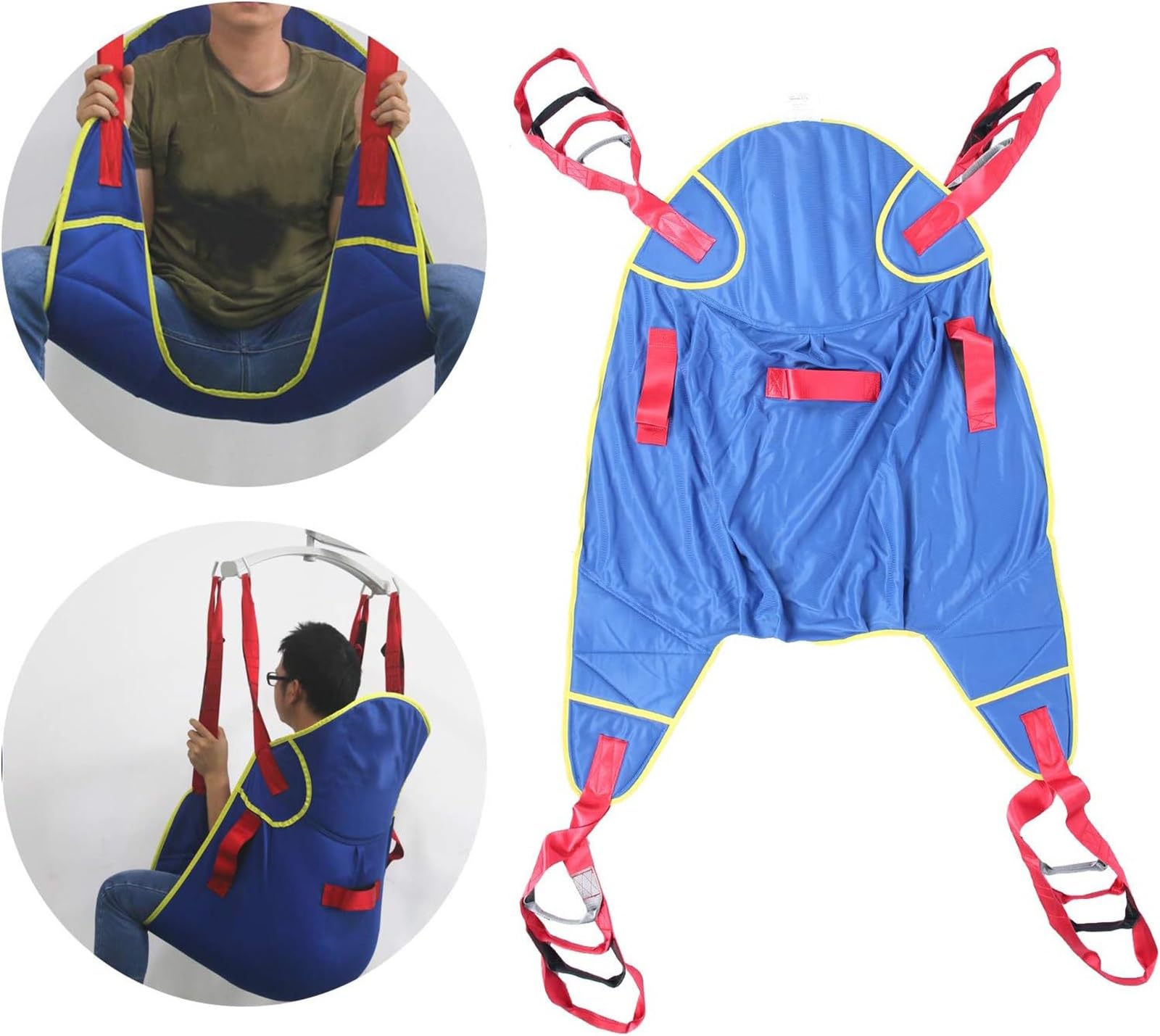 Arnés de elevación para pacientes, con soporte de cuello y espalda Cabestrillo de elevación de pierna dividida, para baño y aseo, ayuda para traslado de pacientes, capacidad de peso 230 kg(Large)