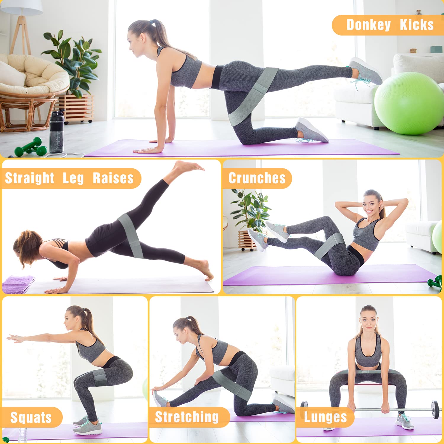 Fasce Elastiche Per Allenamento Glutei In Tessuto - Antiscivolo, 3 Livelli (blu, Rosso, Nero)