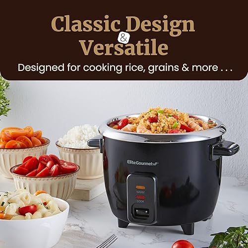Miniatura 2 de Elite Gourmet ERC006SS - Arrocera eléctrica de 6 tazas con olla interior de acero inoxidable de grado quirúrgico 304 hace sopas guisos papillas