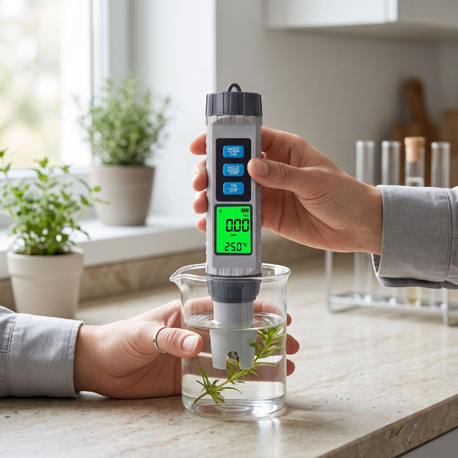 Diyeeni Testeur de qualité D'eau 8 en 1, PH-mètre à écran LCD