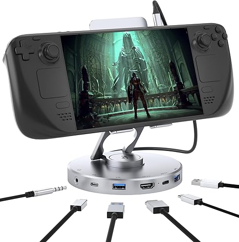 Miniatura 10 de YCE - Estación de acoplamiento 10 en 1 para iPad Pro Steam Deck y ROG, con HDMI 4K a 60Hz, lector SD TF 4.0 100 W PD, audio, USB A, USB C giratorio
