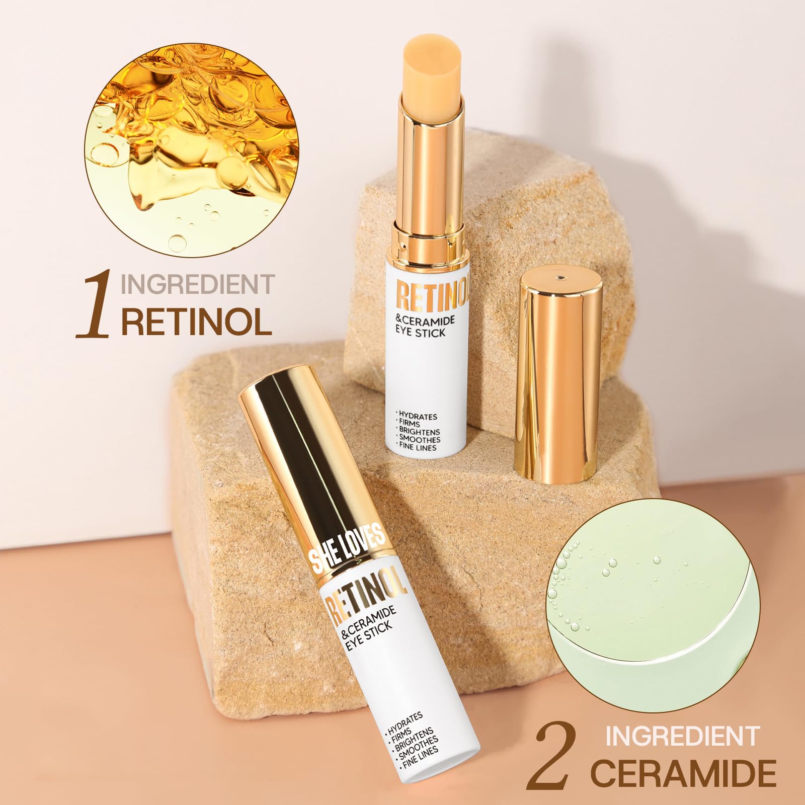 1 Stick per il Contorno Occhi a Base di Retinolo e Ceramidi, Azione Antietà per attenuare Occhiaie, Rughe Sottili e donare Luminosità all‘Sguardo, Contrastare le Perdite di Tono