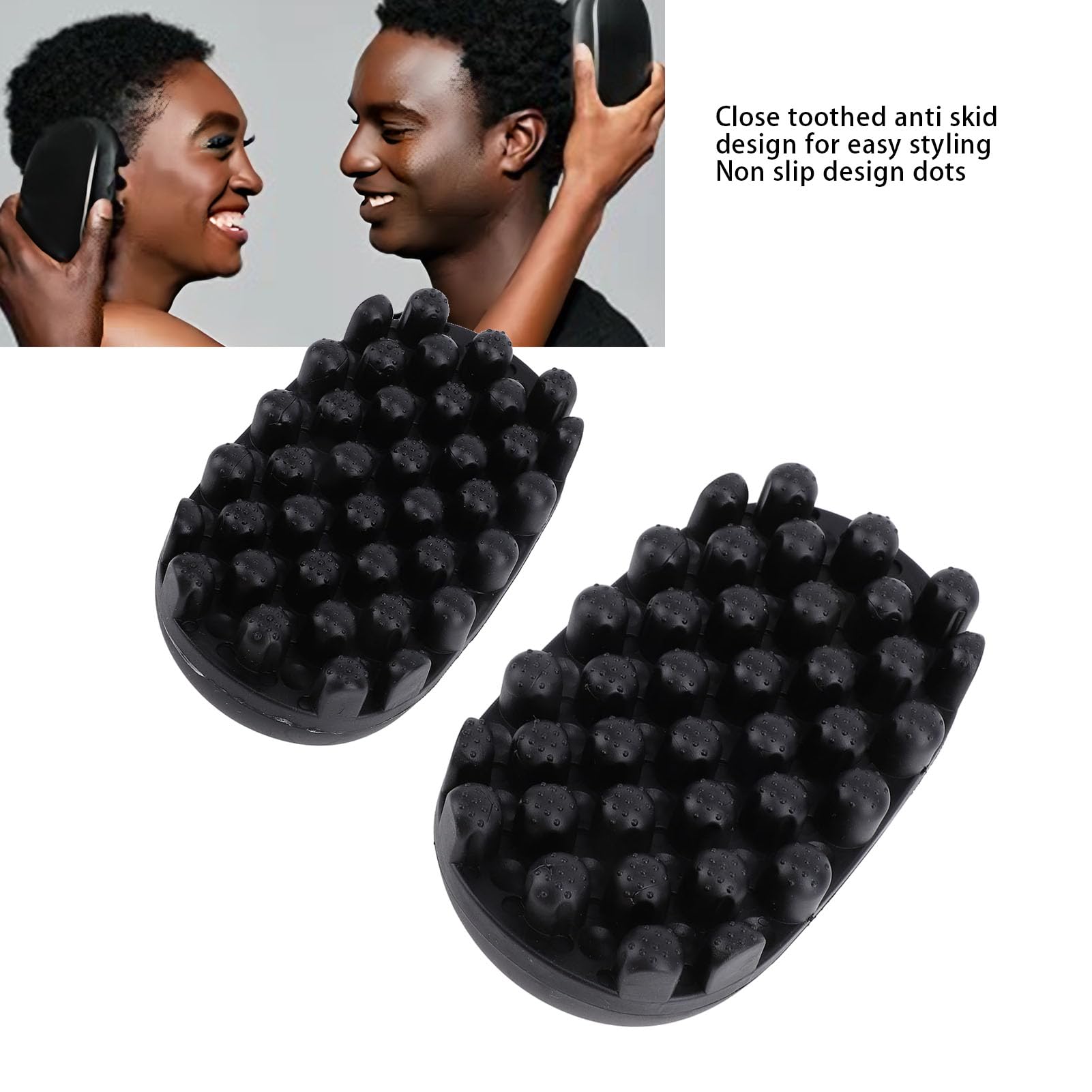 2pcs Curly Hair Brush, Twist Curl Comb for Dreadlocks and Afro Curls Rubber Curling Brush - Image 2