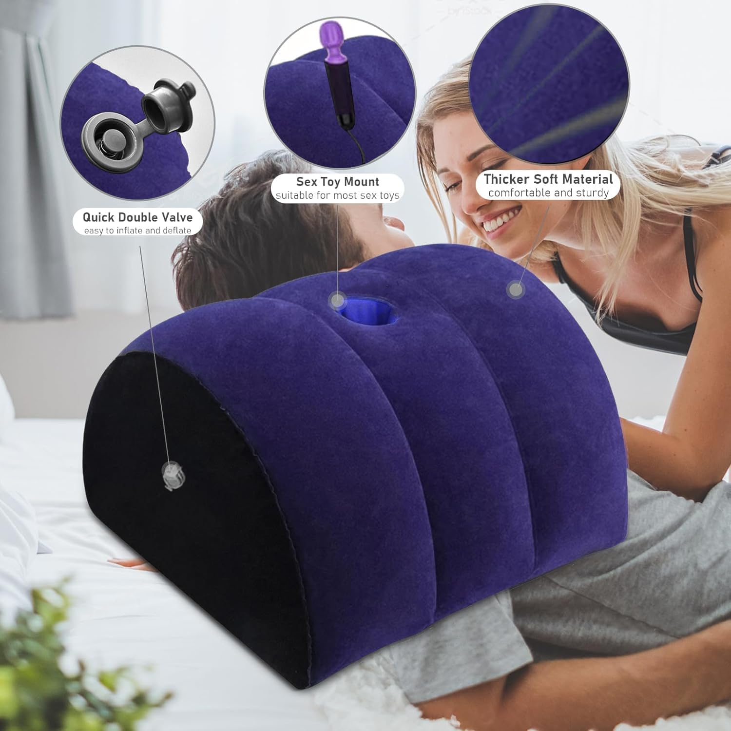 Cuscino con manette per piedi, set da bondage, cuscino gonfiabile, per amore, per coppie, principianti, colore blu