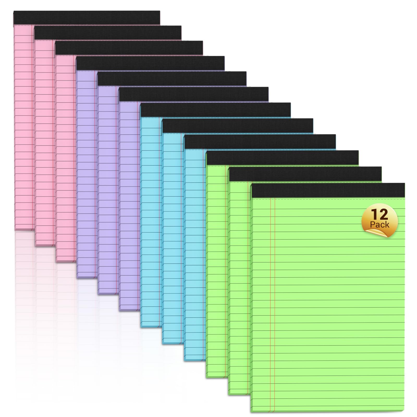 Legal Pads 5x8 Colored Note Pads, 12 Pack College Ruled Small Notepads 5x8