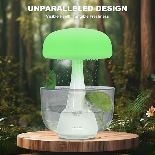 Miniatura 2 de Humidificadores de lluvia de nube, difusor de base transparente, humidificador de nube acurrucada, humidificador de hongos con luz nocturna de 7