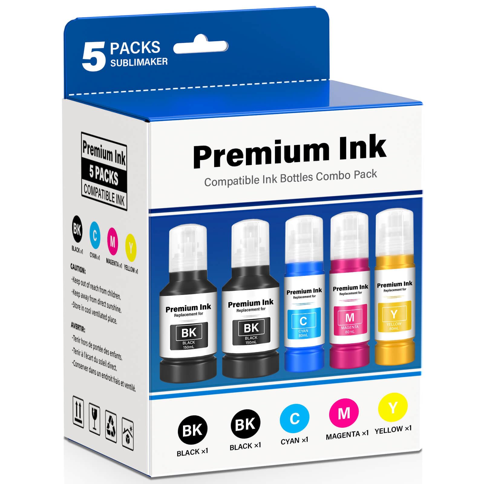 Compatible for T502 Ink Refill Bottles for Eco Tank ET-4850 ET-2850 ET-3850 ET-3760 ET-2760 ET-4760 ET-15000 ET-3950 ET-3830 ET-2980 ET-2988 4750 ET-4950 ET4850 ET2850 Printer, T502 2 Black CMY