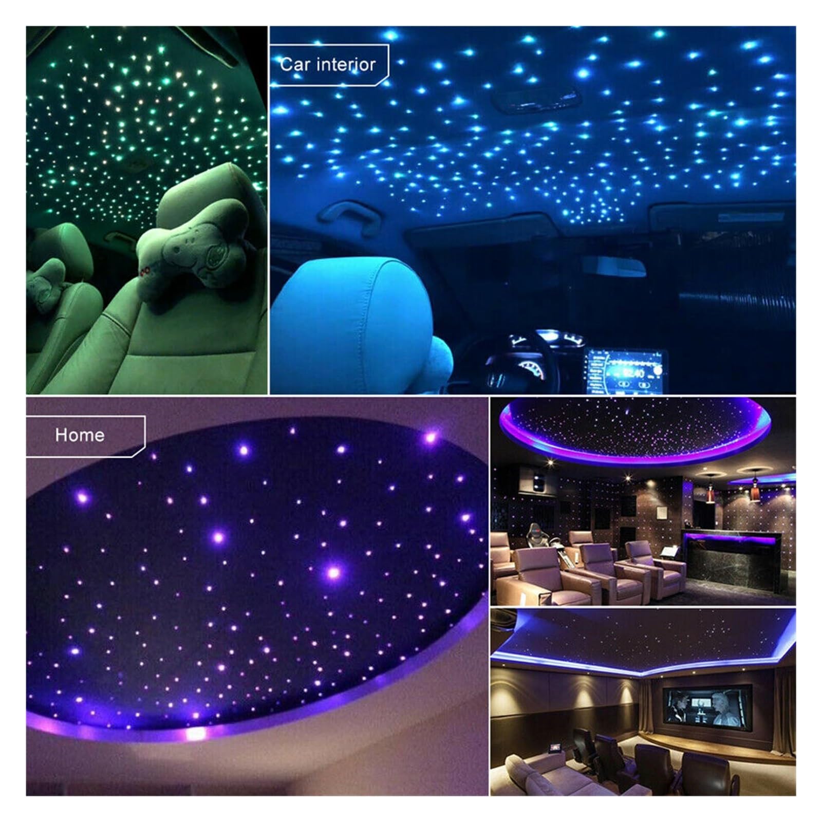 Oświetlenie wnętrza samochodu LED, Zestaw oświetlenia sufitowego na dach samochodowy Star Light Kit, Led Twinkle Fiber Optic App Control wnętrze auta gwiaździste niebo światła sterowane głosem Światła