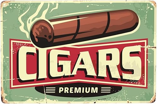 DISGOWONG - Póster vintage con cigarro cubano sobre fondo de metal antiguo placa de pared retro para club pub bar decoración de póster 120 x 80in