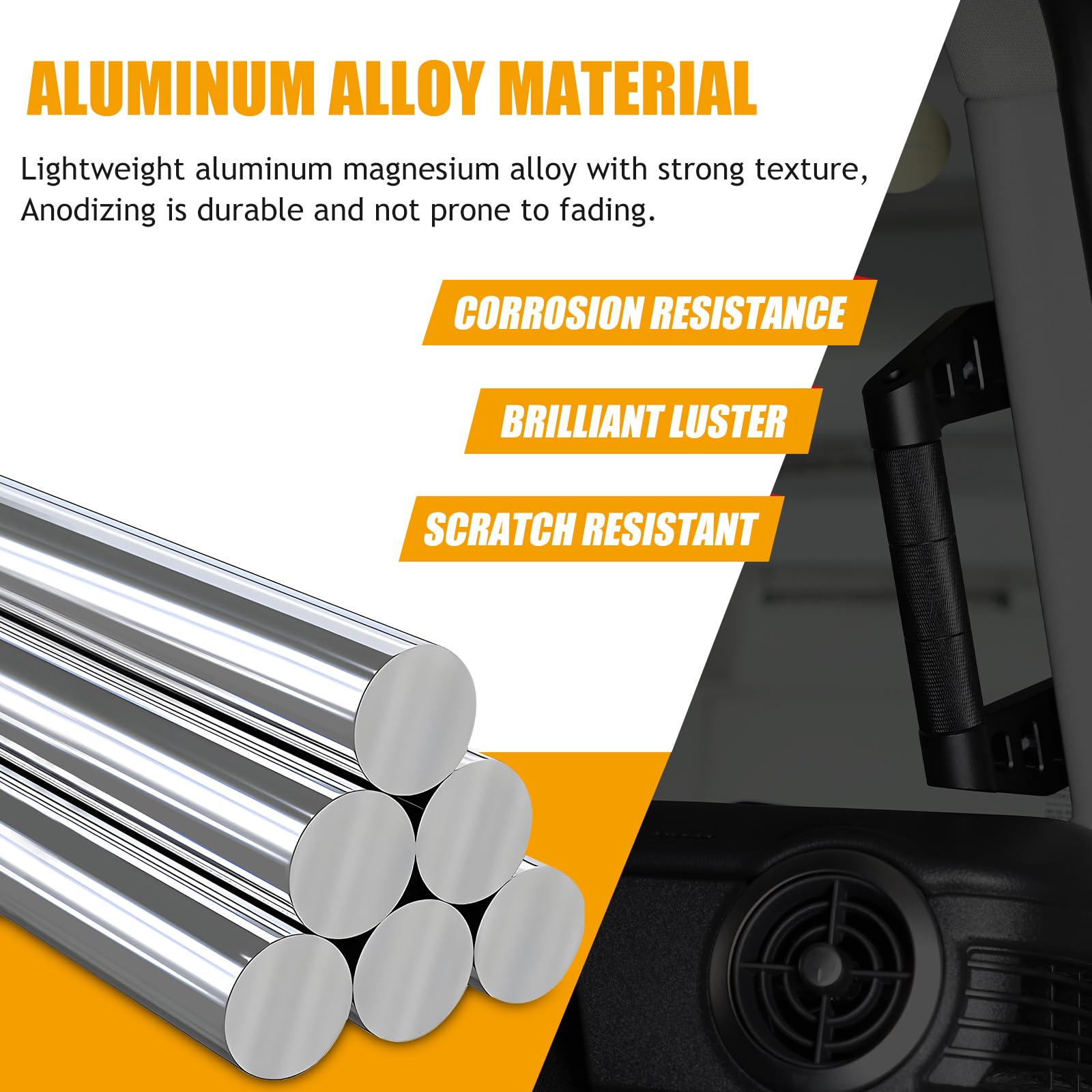 Car A-Pillar Grab Handle Grip Kit Compatible with INEOS Grenadier 2022-2024 Aluminum A-Pillar Grip Handle Car Interior Replacement — view 5