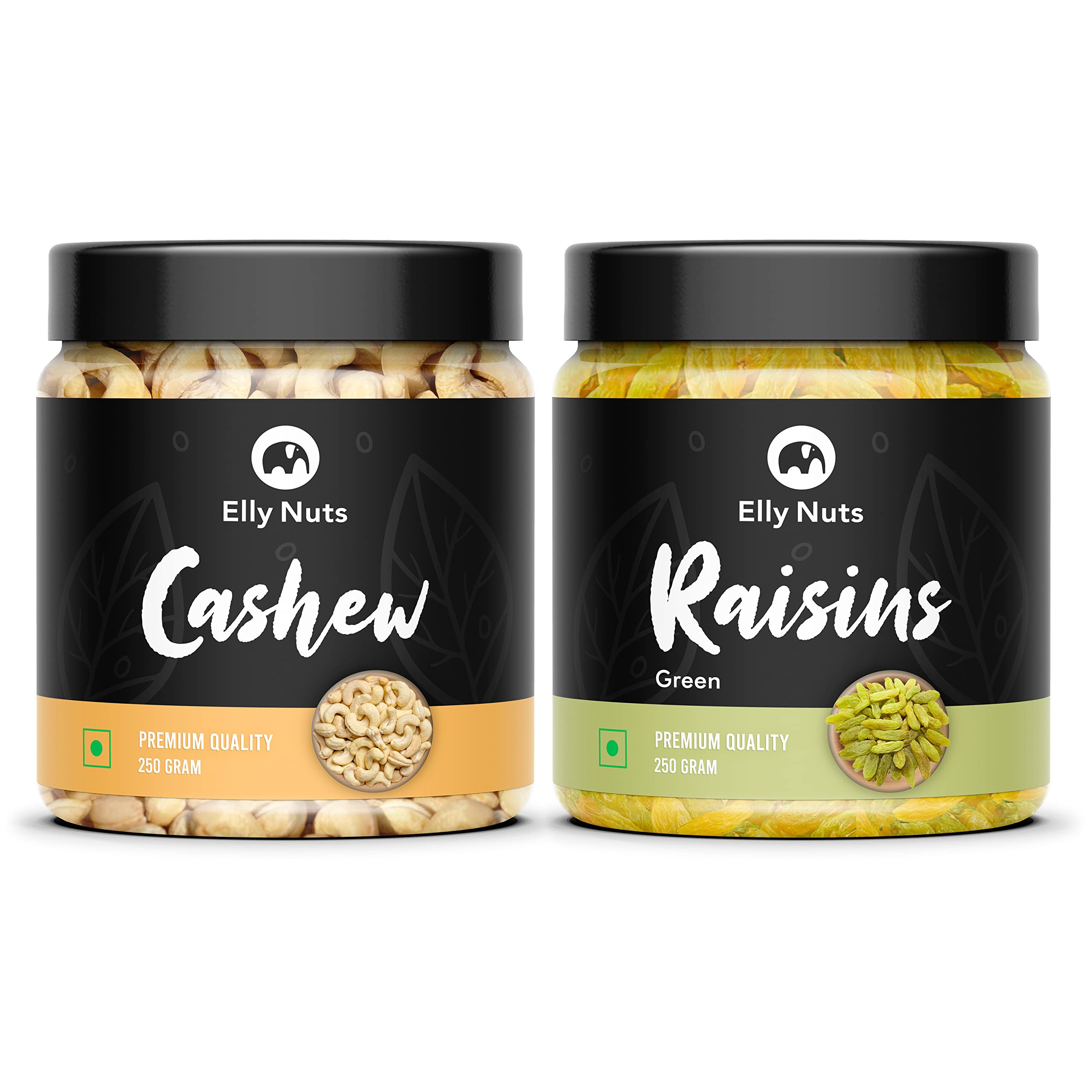 Elly Nuts Dry Fruits Combo Pack of 500 gms Cashew Nuts| Kaju & Green Raisins| Hari Kishmish Combo Pack 250 gms Each | Kaju & Kishmish [Jar Pack] - Diwali Gift Pack (B09ND6WZTS) Amazon Price History, Amazon Price Tracker