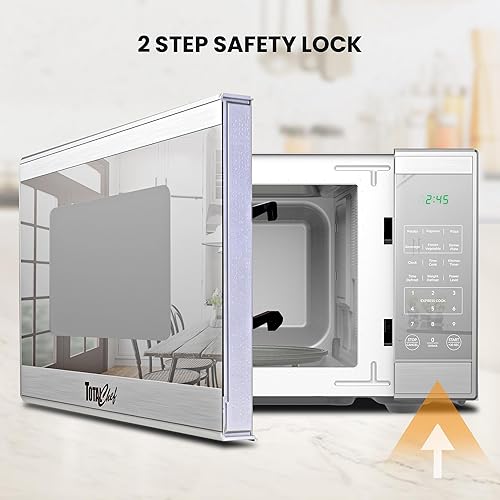 Miniatura 6 de Total Chef Horno microondas compacto para encimera, 1100 W, capacidad de 1.3 pies cúbicos, controles digitales de pantalla táctil, apertura de botón
