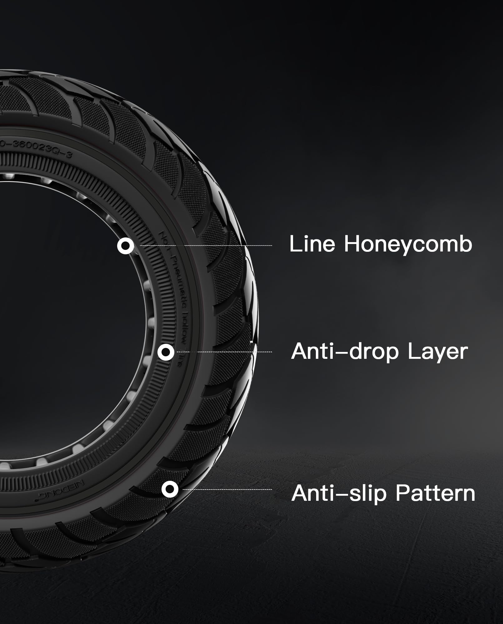 HulkGoo 10x2.125 Solid Tire,Front/Rear Honeycomb Tires compatible with Gotrax G4/GXL V2/XR/APEX XL,TurboAnt X7 Max/Pro,Hover 1 Blackhawk 10 inches Tubeless Rubber Tyre Scooter Replacement Wheels 2PCS