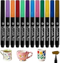 12 Porcelain Dishwasher-Safe Paint Marker Pens Porcelain Markers Glass and Porcelain Water Based Markers Dishwasher Safe Ceramic Markers for