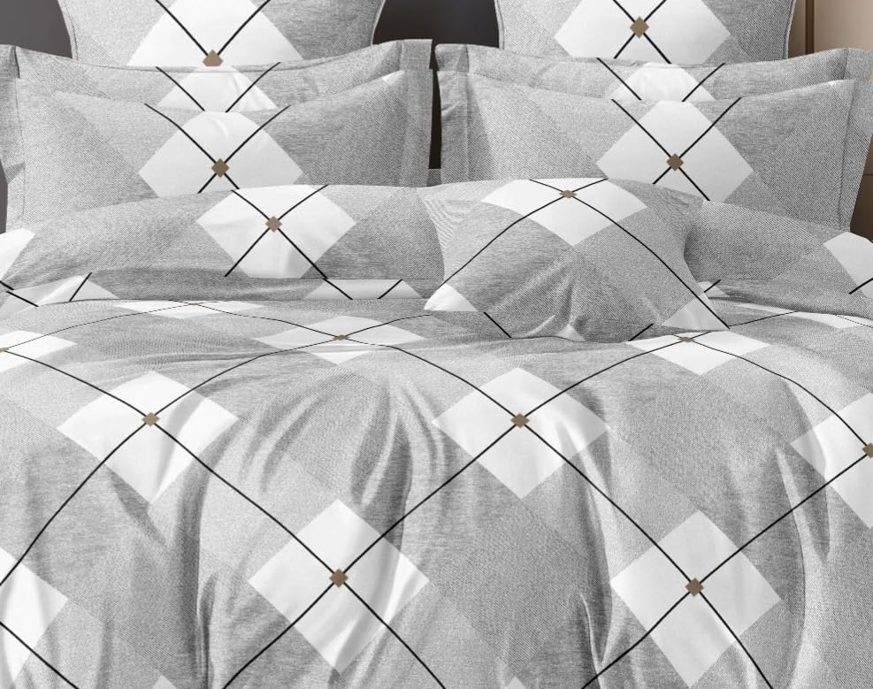 Image of Ultra-Soft Luxury AC Comforter Set Double Bed | 90x100 Inch | Includes 1 Comforter, 1 Bedsheet & 2 Pillow Covers | All-Season Premium Bedding Set (Graphix)