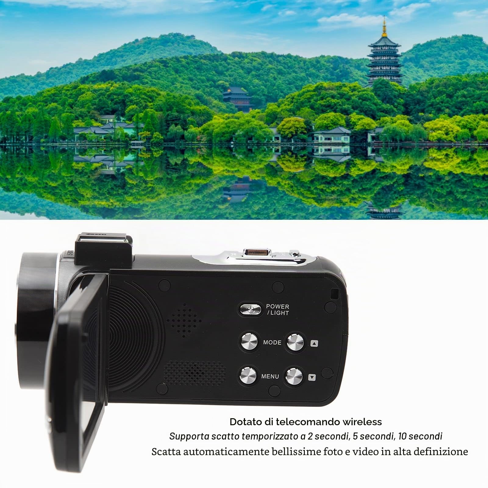 ciciglow Videocamera Digitale HD 4K, 48MP, Zoom 18X, Touch Screen 3.0 Pollici, WiFi, Telecomando, Batteria 1500mAh