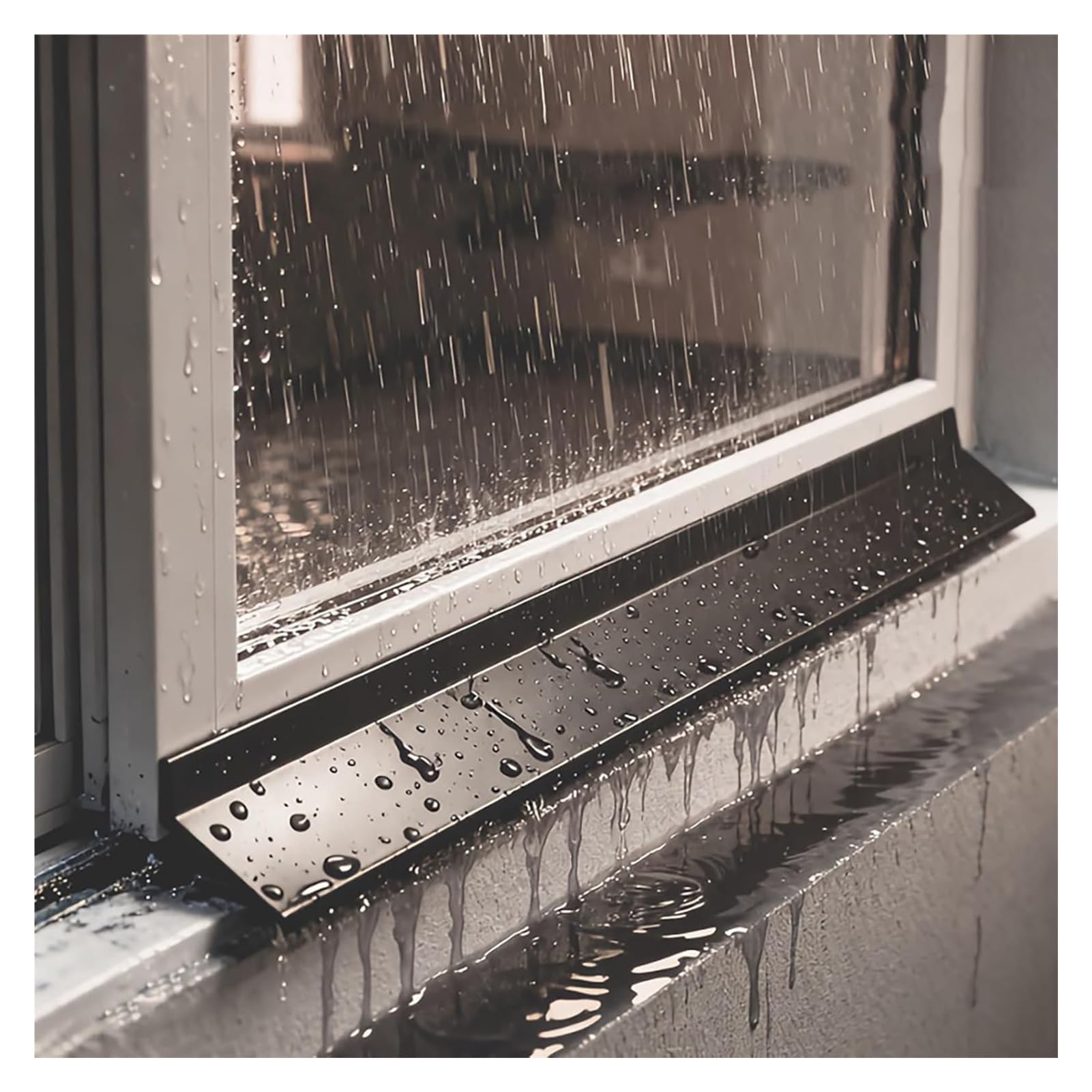 Lidcom W 5.5Cm/2.2In Black Rain Drip Guard For Windows, Rubber Self-Adhesive Rain Deflector Drip Edge, Exterior Door/House Windows Rain Diverter Weather Stripping(,L 1M/3.3Ft)