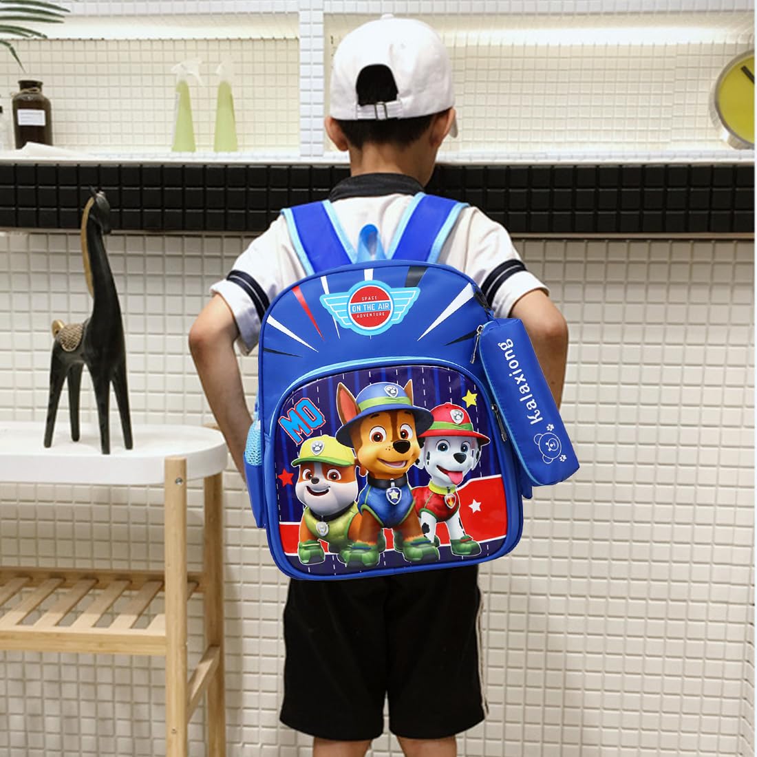 Sac à Dos Pat Patrouille pour Garçon, Cartable Enfant pour École Maternelle, Crèche, Garderie, Primaire, Bleu