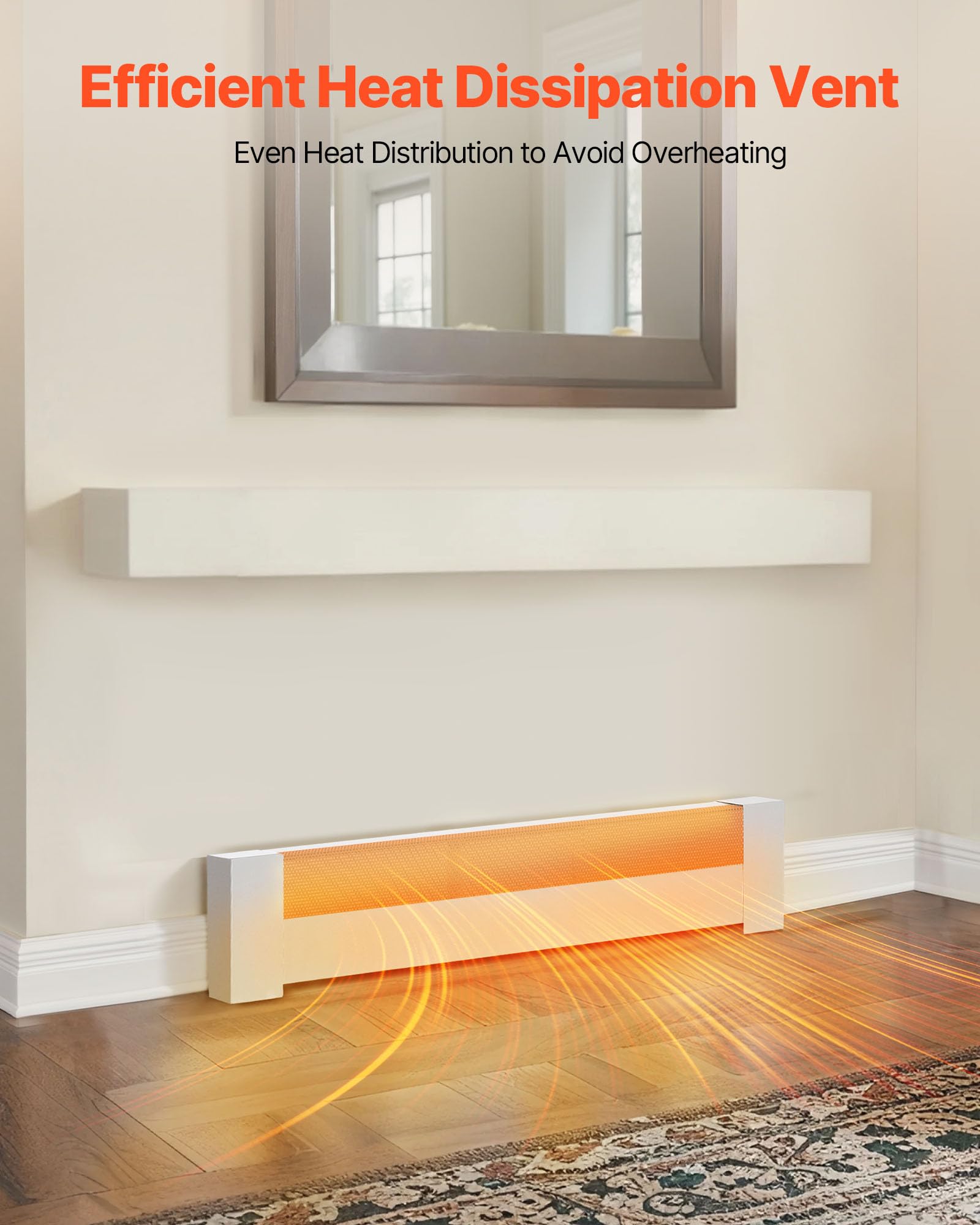VEVOR Baseboard Heater Covers, Basic Series 3 ft Standard Electric Heating Unit Front Cover for Home Improvement, Heavy-duty Steel, Easy Installation for Bedroom Replacing Old Cover, White
