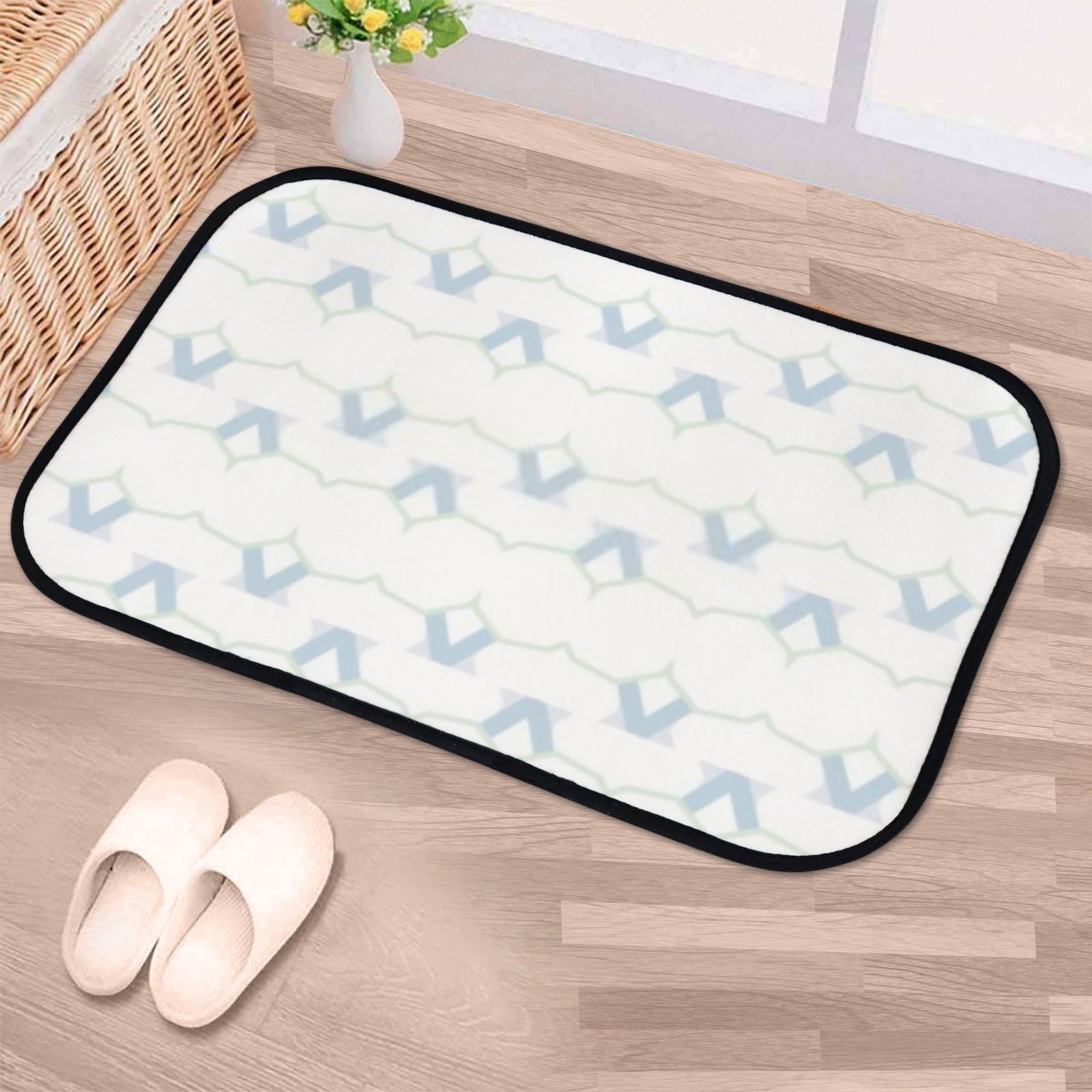 Nuansexi Bathroom Rugs Seamless Design Pattern Blue White Floor Mats Non Slip Bathmat Doormat Tub Mat Coral Velvet Absorbent Entrance Carpet Mats Machine Washable Bedroom Decor