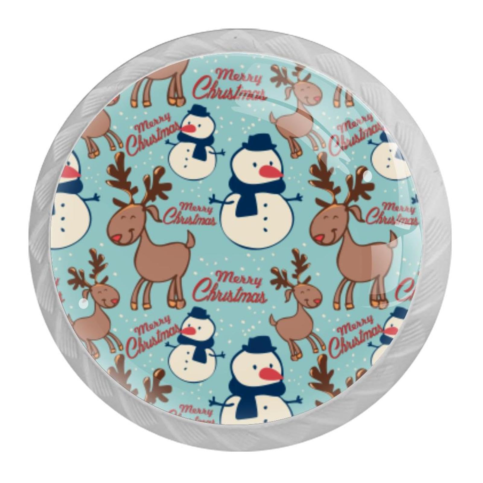 Tqmspg Multi07 4 Pieces Drawer Pulls Snowman And Deer Door Knobs Dresser Handles For Kitchen Wardrobe Cupboard Hardware Furniture