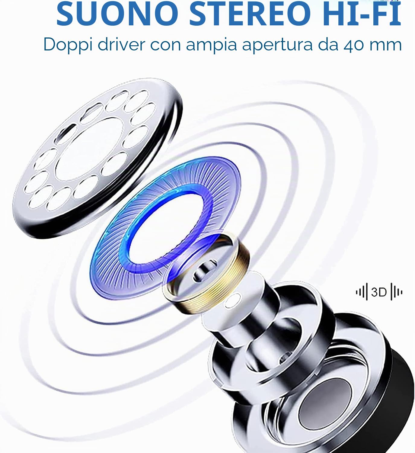 Nakano Miku Cuffie Bluetooth Quintuplets Quintessential con microfono integrato, auricolari wireless pieghevoli sopra l'orecchio, stereo Hi-Fi per Cosplay, blu