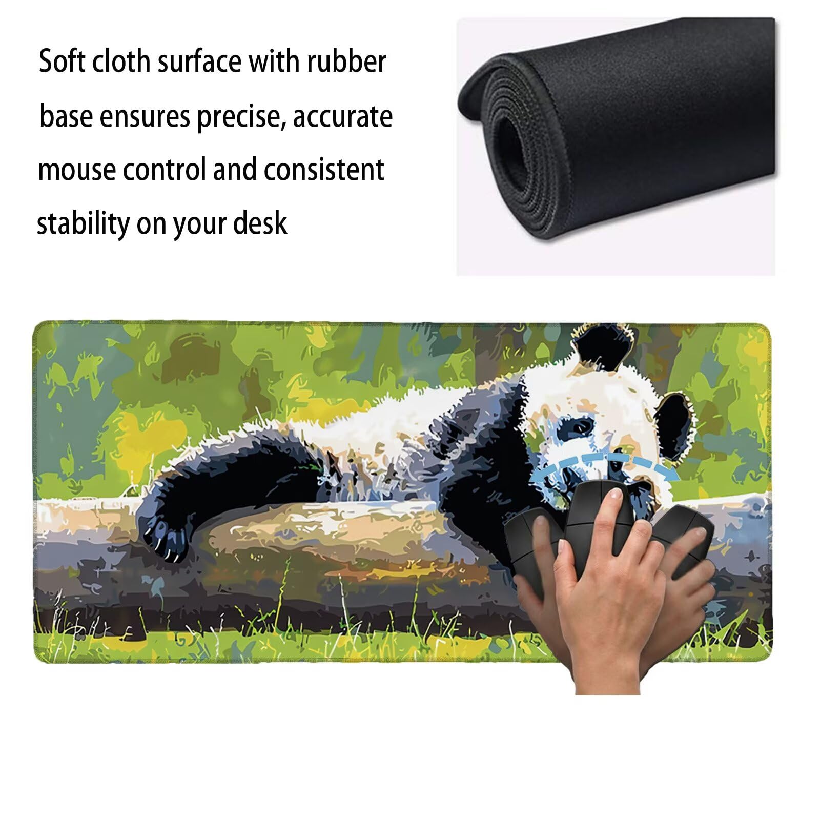Sottomano Scrivania Grande 1200 x 600 x 3 mm Foresta Tappetino Tastiera Computer con Base Antiscivolo e Bordi Cuciti, Protezione Impermeabile, per Lavoro/Casa/PC Gamer, Regali (Panda Gigante) L-x6716
