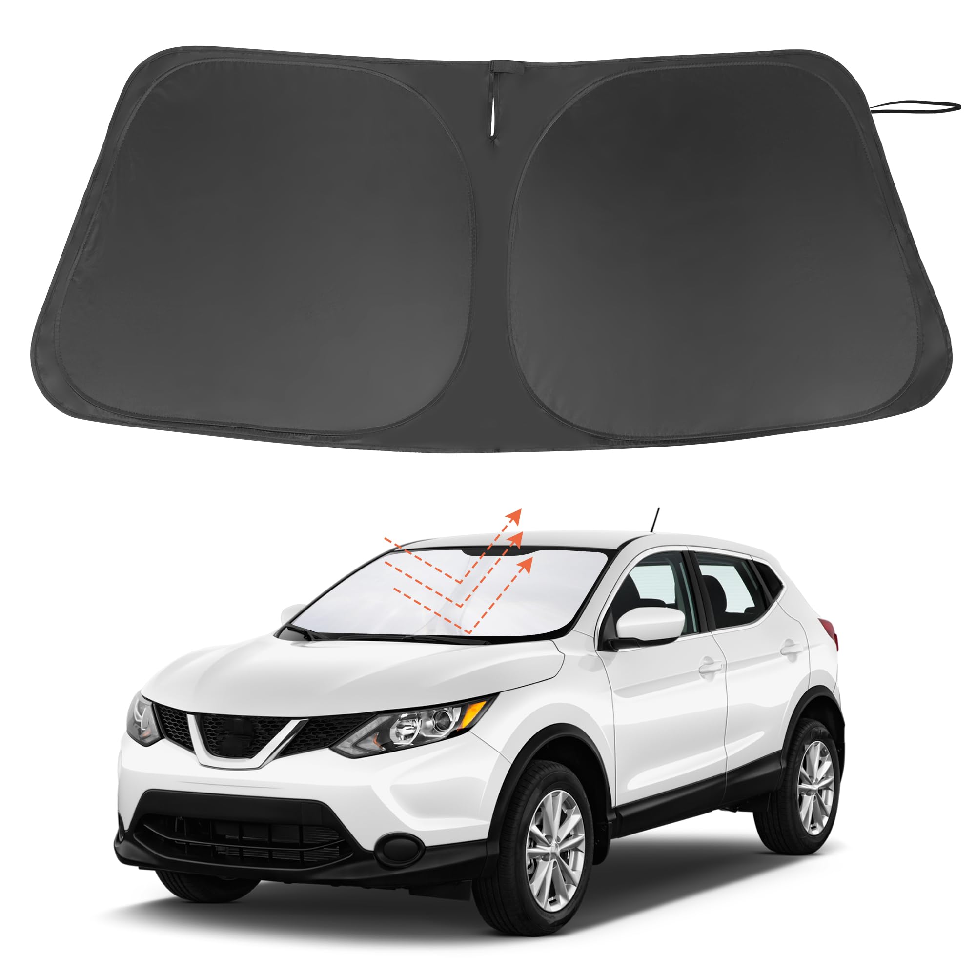 Windshield Sun Shade for 2017-2024 Nissan Rogue Sport | Full covered for windshield, Foldable & Durable, Block UV Rays, Reduce Heat, Easy to install, Keep Car Cooler