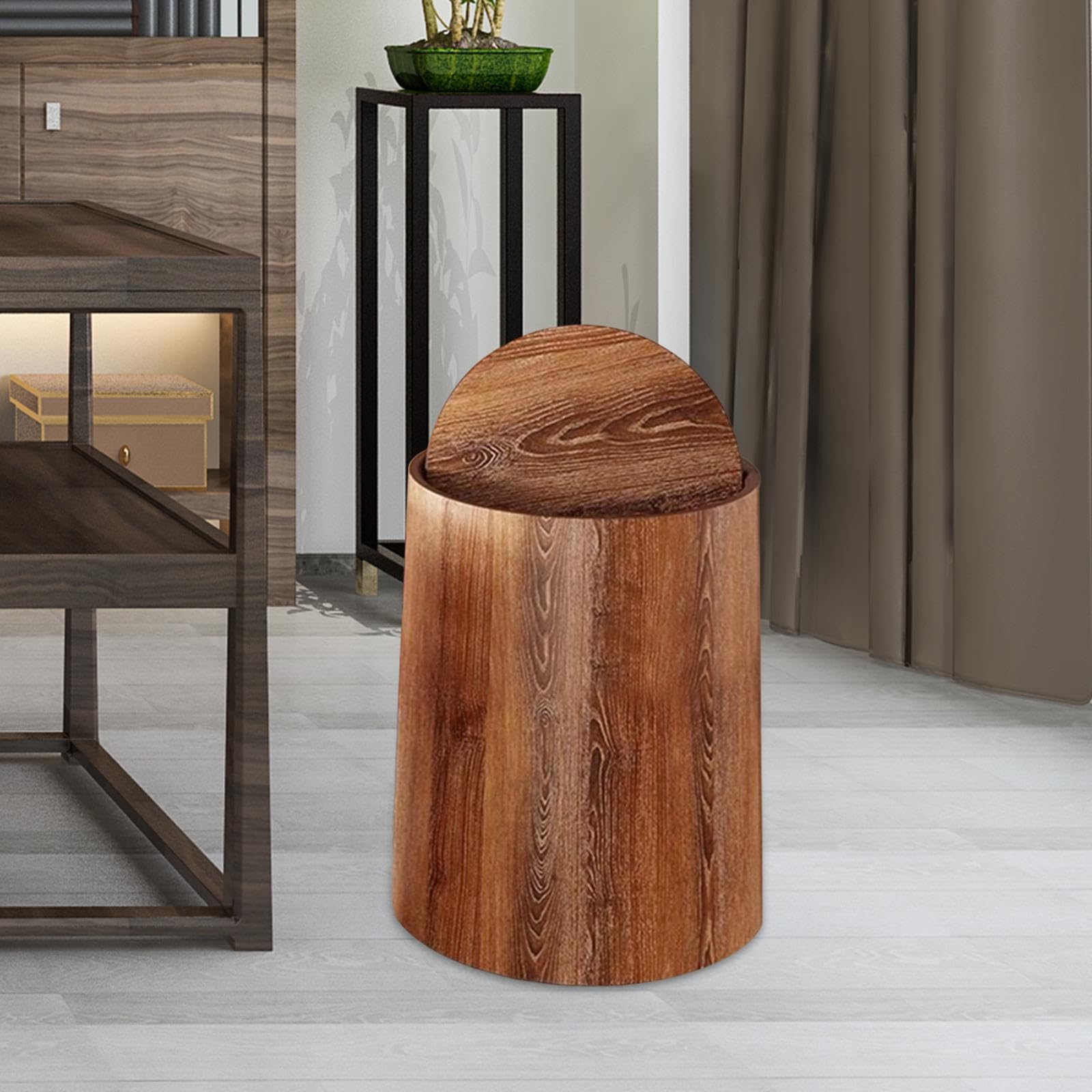 Colcolo Papelera para baño, Cesta de Basura con Tapa abatible, Papelera Moderna, Papelera para el hogar, Papelera de Grano de Madera para el hogar, Oficina y, m