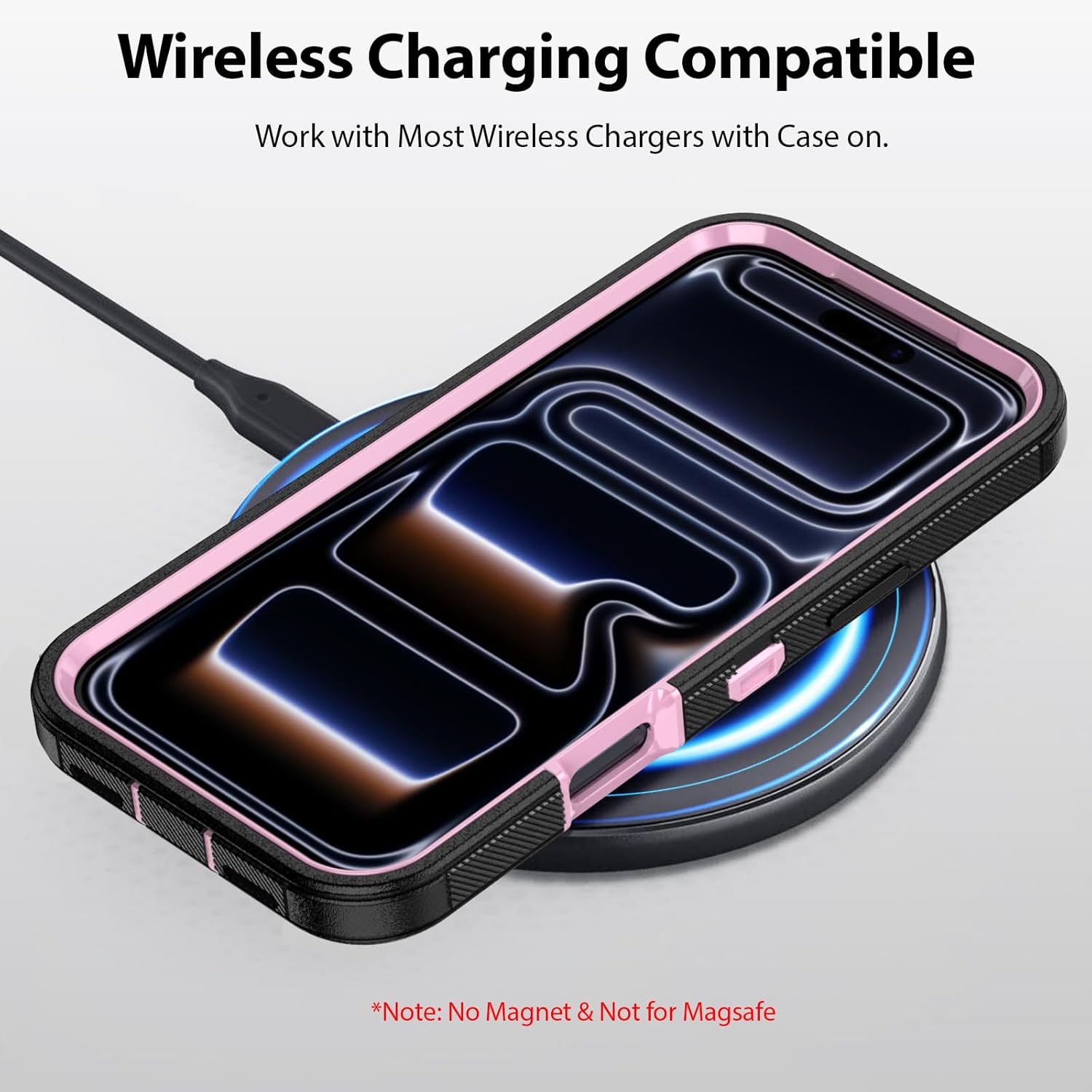 COOYA for iPhone 17 Pro Max Case Full Body Drop Protection Rugged Case Shockproof 3-Layer Heavy Duty Hybrid Non-Slip Rubber Phone Cover Front Bumper Hard Shell for iPhone 17 Pro Max 5G 6.9''Black+Pink - Image 5