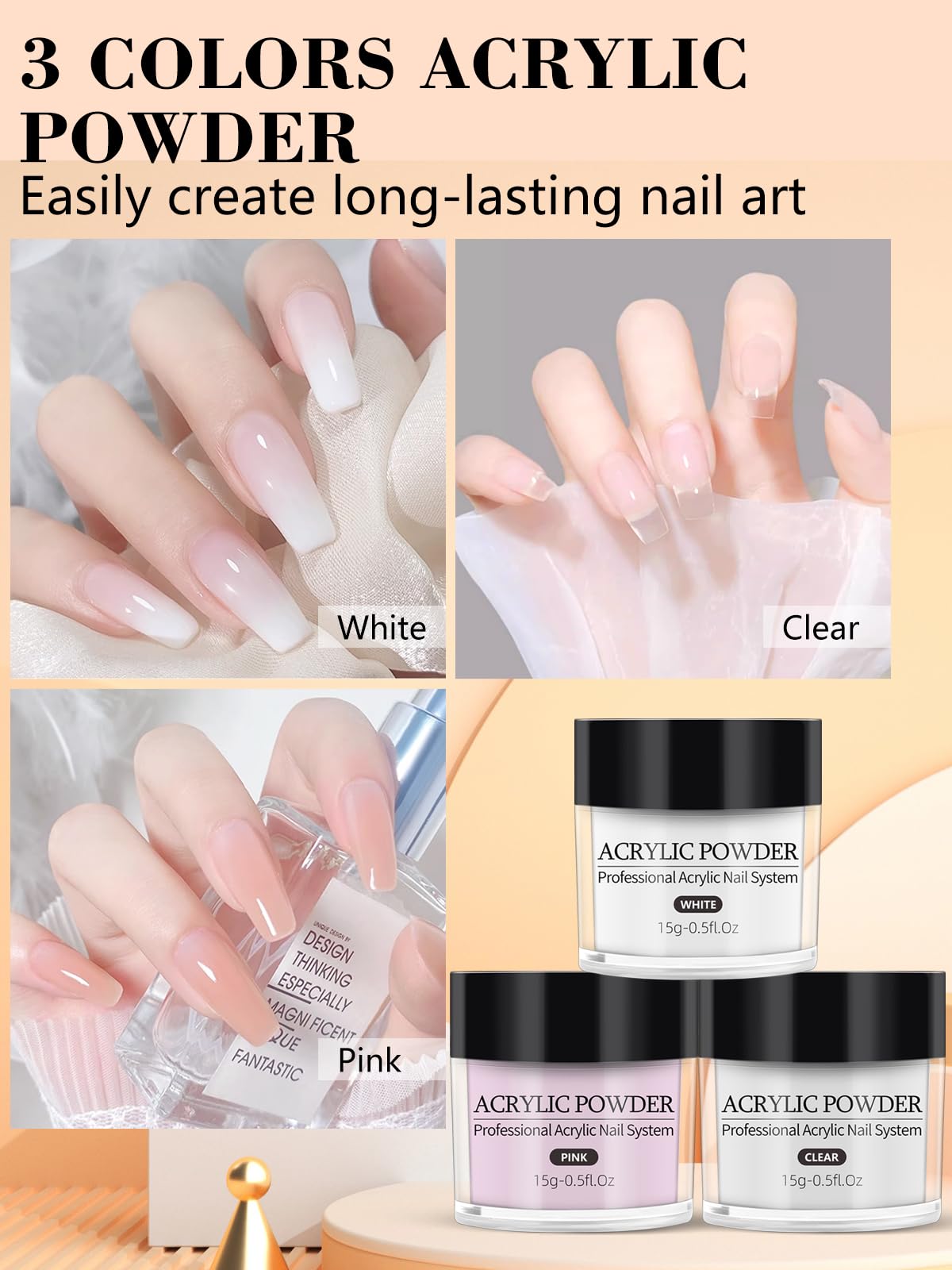Deciniee Acrilico Per Unghie Kit, 42 Colori Polvere Acrilica Unghie con Monomero Liquido 3 Colori Rosa Bianco Trasparente, Professionale Kit Per Unghie Set Per Unghie in Acrilico Per Principianti