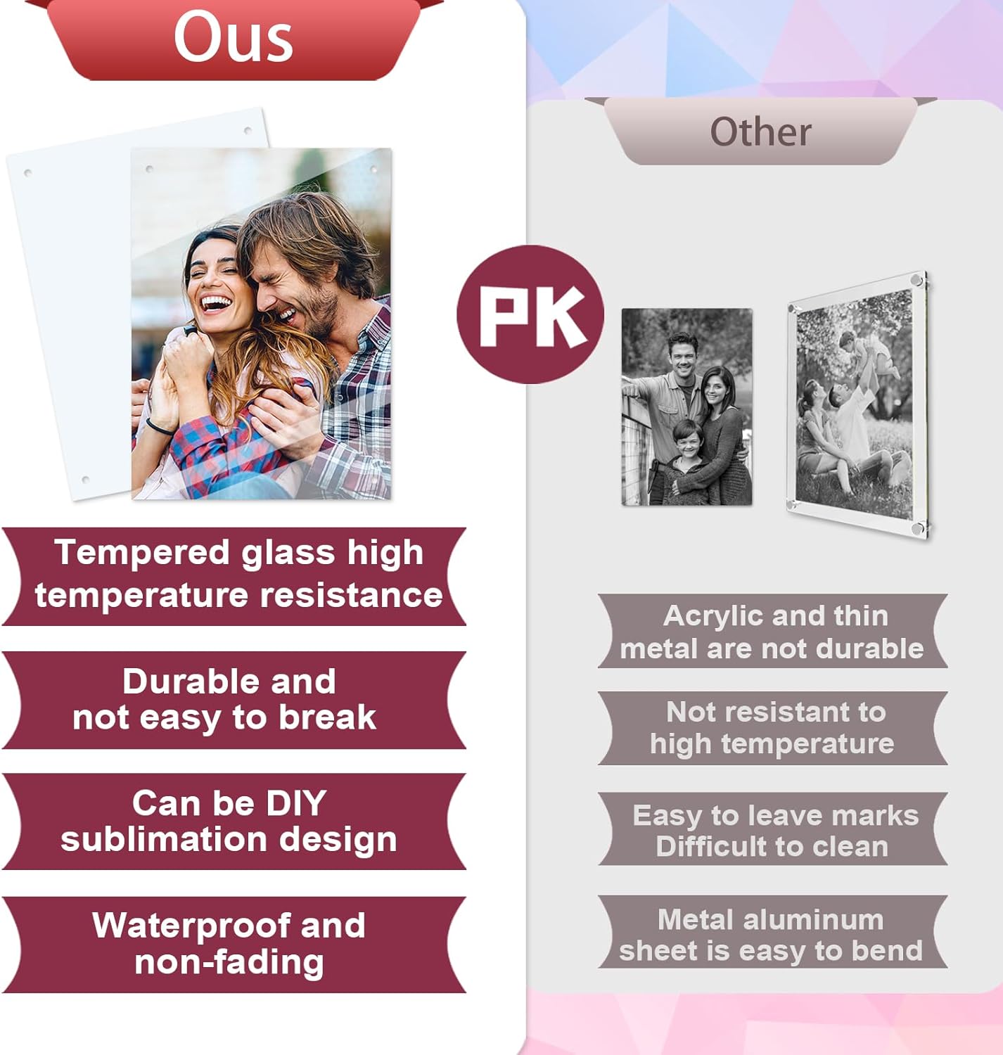 4Pack 11.8.x15.7inch Sublimation Glass Photo Blanks, Wall Mount Tempered Glass Sublimation Blank Sign, Sublimation Blank DIY Picture Wall Frame Poster for Home Decor