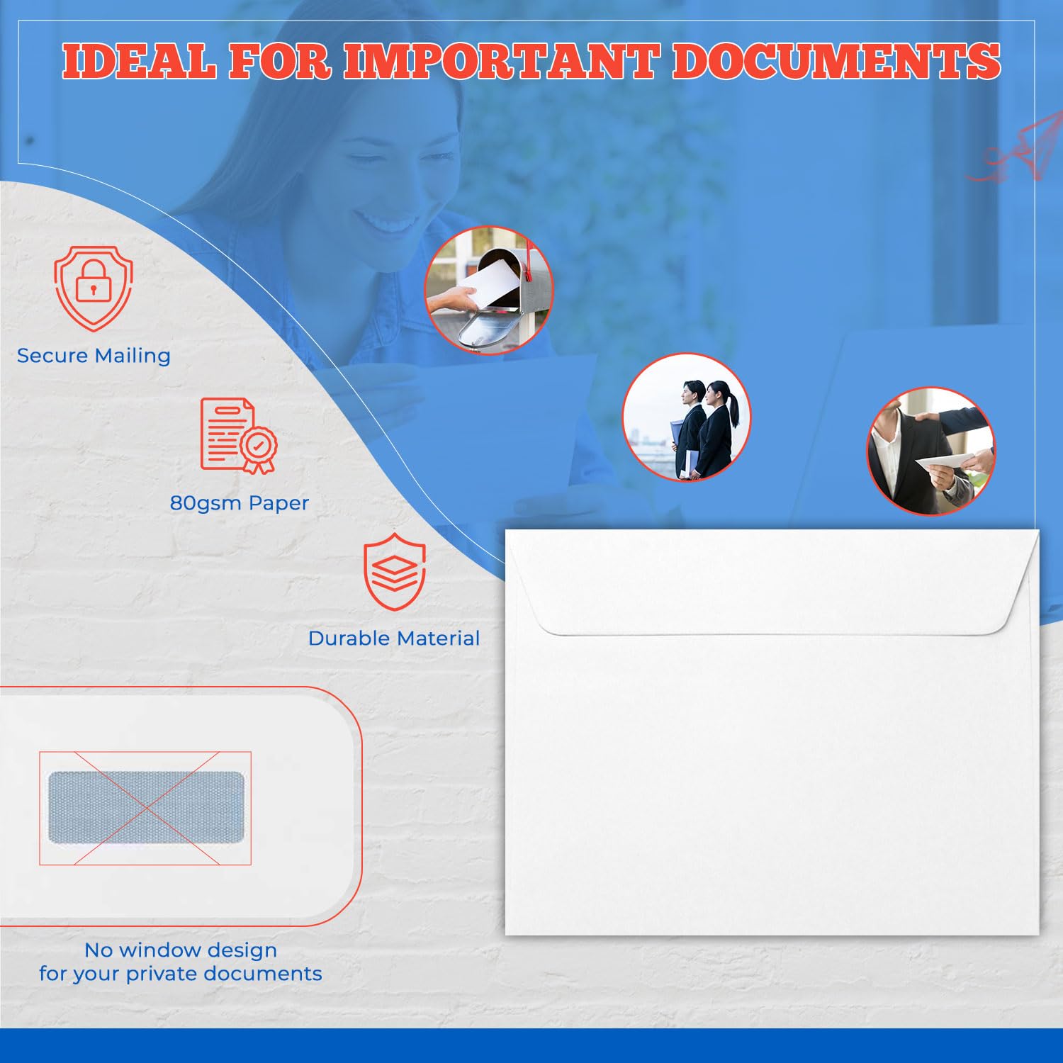 HiFEN® A6 C6 Purely Everyday 114mm x 162mm 80gsm Peel and Seal Wallet Envelopes White - Pack of 100 - Image 3