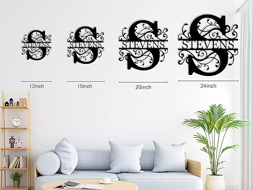 Miniatura 5 de Regalos de boda para parejas, letreros de apellido para el hogar, letreros de metal personalizados con monograma, decoración de pared, nombre de