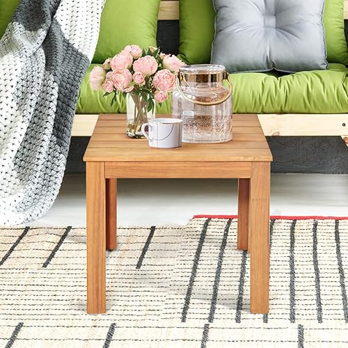 Miniatura 2 de Giantex Mesa auxiliar para exteriores, mesa Adirondack de madera de acacia con acabado de aceite, capacidad de peso de 220 libras, mesa auxiliar