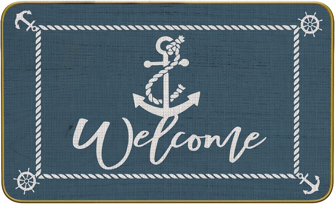 Mingnei Boat Floor Mat, Nautical Welcome Boat Doormat Outdoor Door Mat Rug for Boats Entrance Decor, Nautical Ship Floor Mats for Home Indoor Outdoor Rug 30 x 17 Welcome Mat