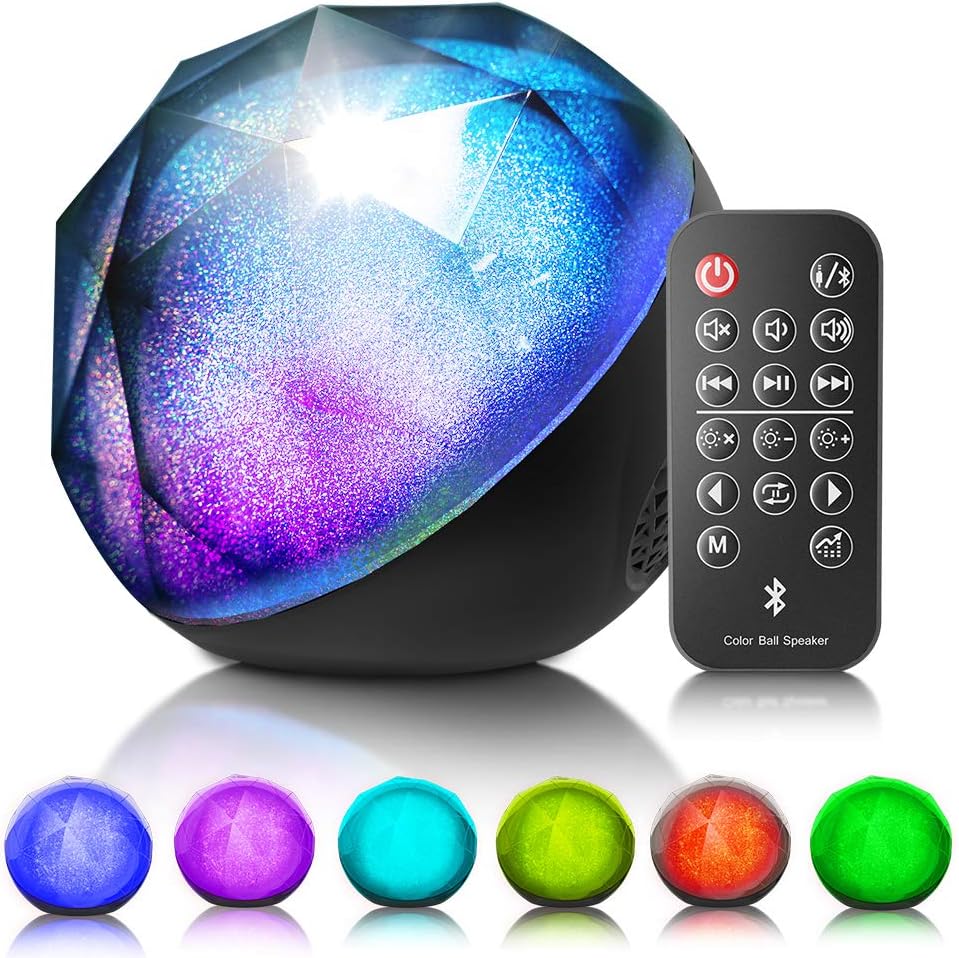 VersionTECH. LED Bluetooth Speaker Colorful Wireless Loud Speaker with Remote Control, Enhanced Bass for iPhone iPad Samsung PC,Support Aux-in/tf Card