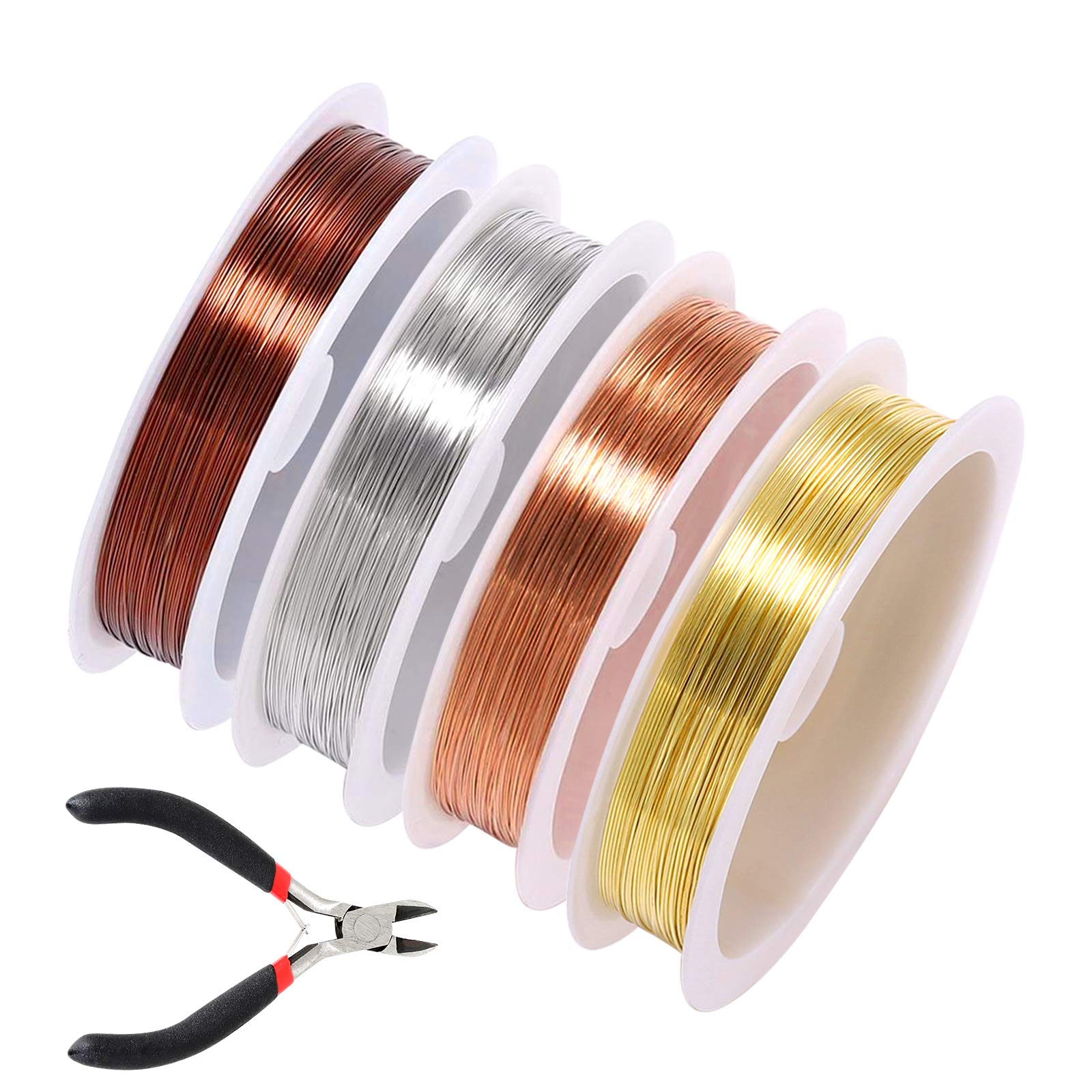 4 Rolls Mixed Size Silver Copper Beading Jewelry Wire For Wrapping