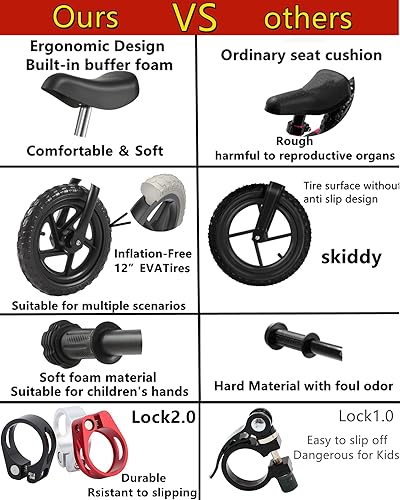 Miniatura 7 de WubbaLubba Balance Bike for 3,4,5,6,7 Years Old Kids IndoorOutdoor Toys, 12 Inch Toddler Balance Bike, No Pedal Training Children Bicycle Sport Bike