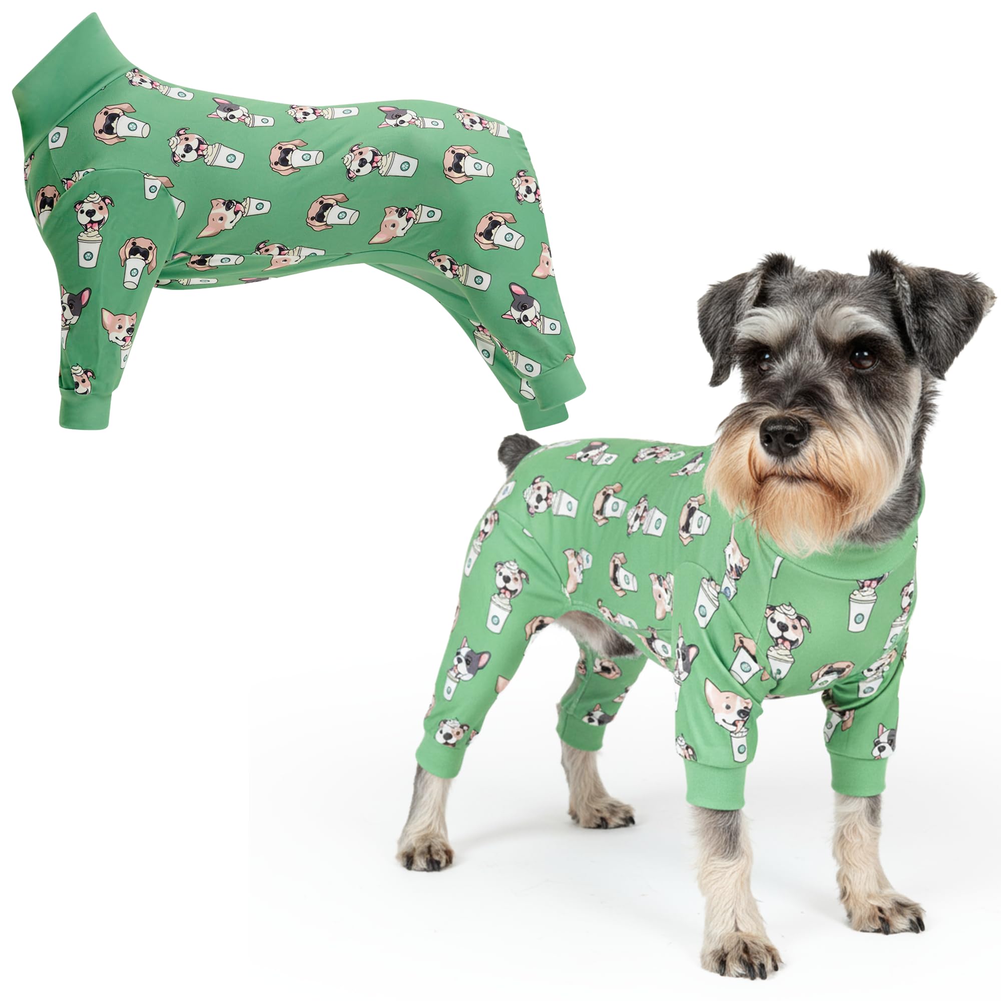 Spark Paws Dog Pajama, Dog Recovery Suit Male, Onesie, Ultra-Soft and 4-Way Stretch, for Small Medium and Large Breeds - Pup Cup - M