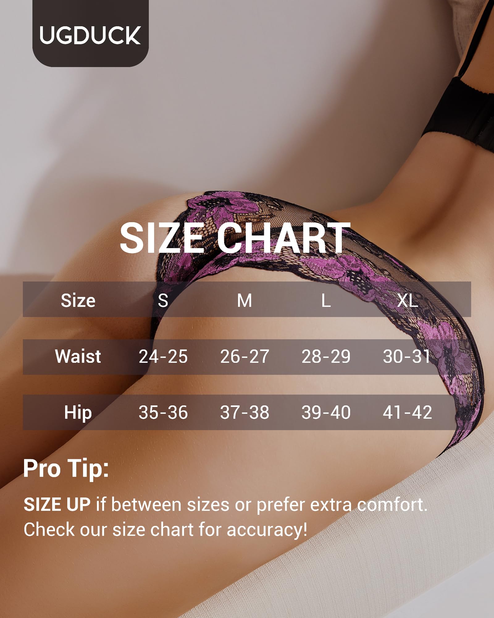 UGDUCK Lace Underwear for Women Sexy Cheeky Panty Seamless Women's Underwear Hipster Ladies No Show Breathable Bikini 3 Pack