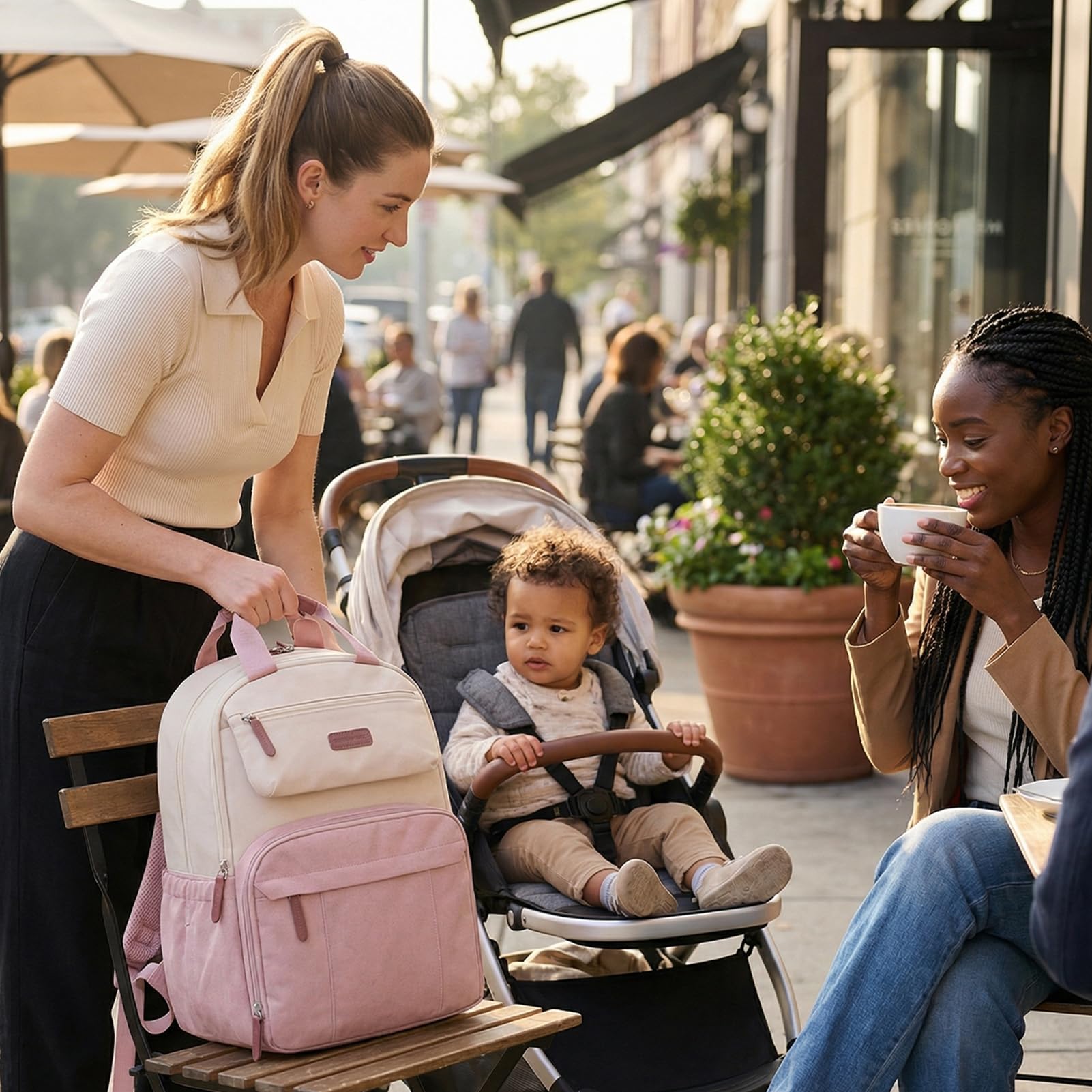 mommore Sac a Langer Bebe Grande Capacité – Inclut un Matelas à Langer, Sac pour Bébé Robuste avec Attaches pour Poussette, Sac à Dos à Langer de Voyage Imperméable pour Les Parents, Noir
